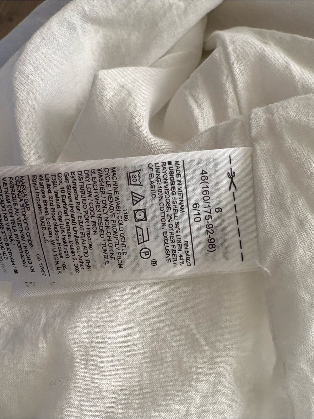 Gap White Linen V-Neck Puff Sleeve Midi Dress - Size 6 - Summer Boho Cottage - Picture 8 of 9